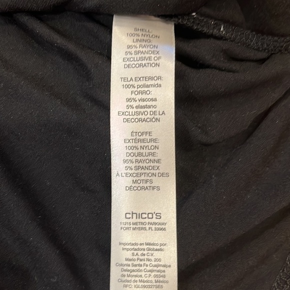 Chicos black mesh layered pink floral Embroidery 3/4 sleeve top size 3 (X/16). - Picture 8 of 8